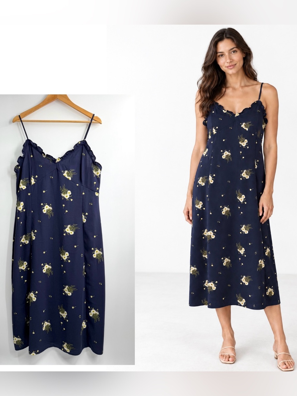 Nordstrom BP Navy Floral Midi Dress